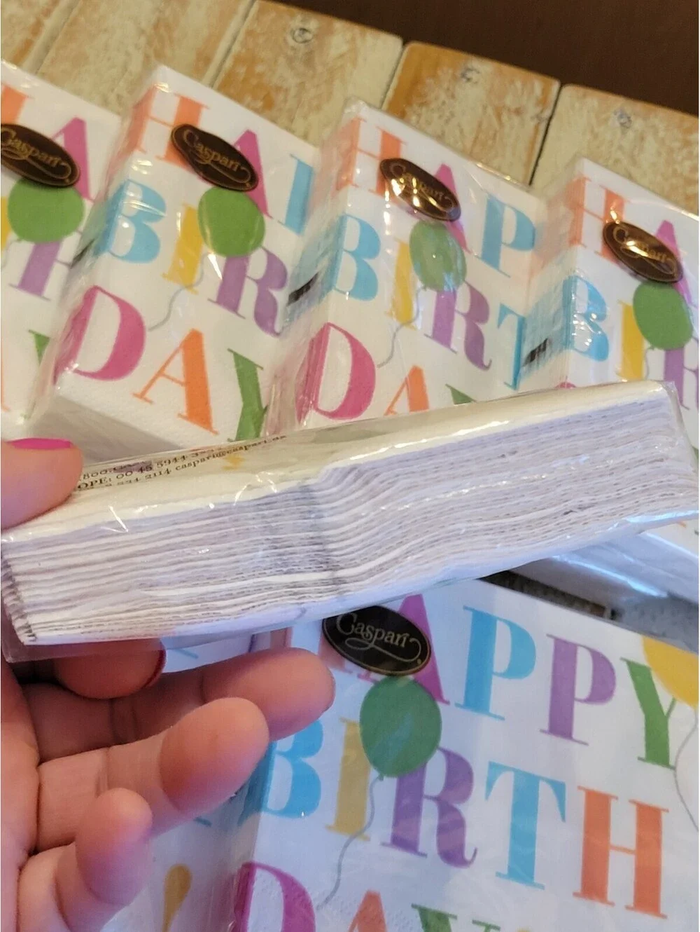 9 Packs Caspari Happy Birthday Surprise Colors Triple Ply Napkins Lunch Dinner